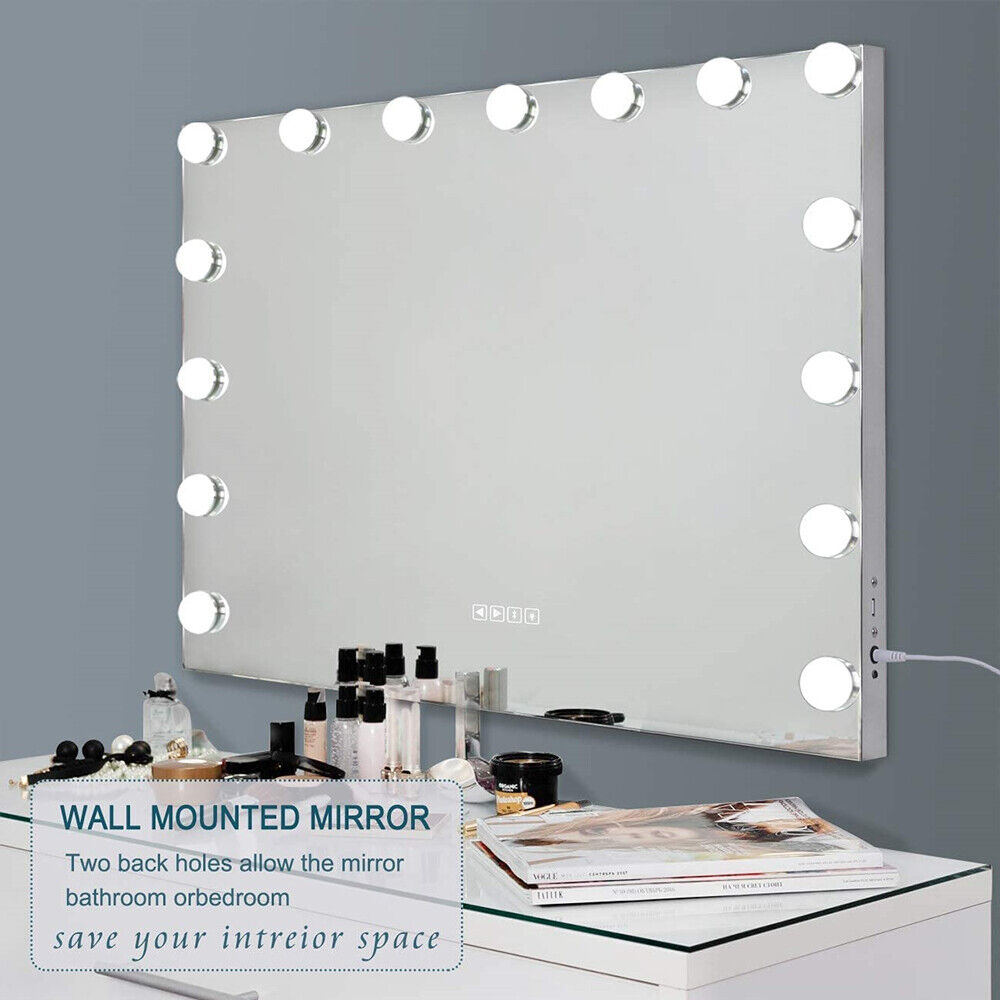 Hollywood LED Vanity Mirror Bluetooth Rectangle White Silver