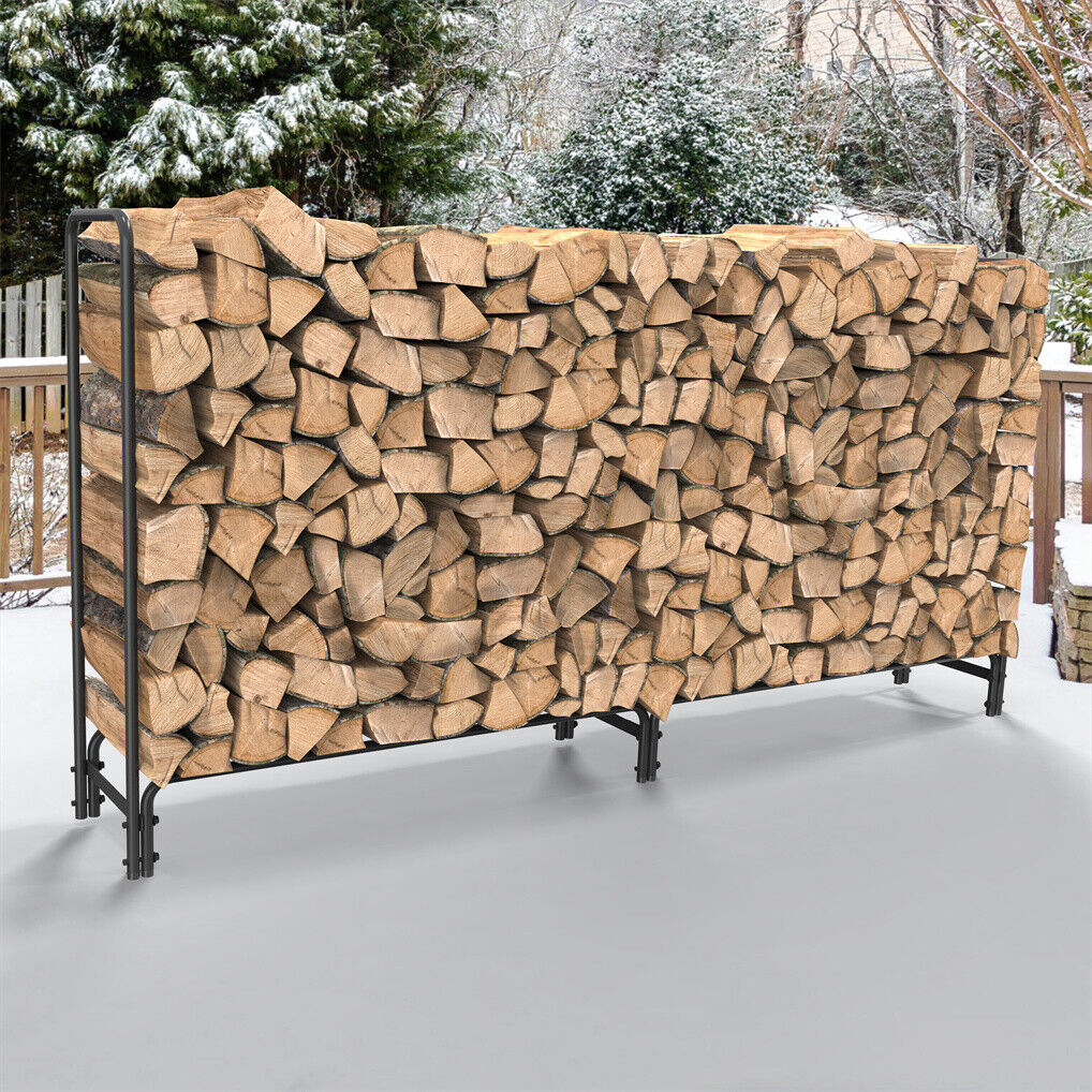 Metal Firewood Rack Log Storage Holder Heavy Duty