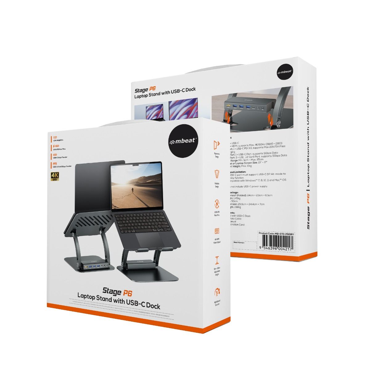 mbeat Stage P6 Laptop Stand with USB-C Dock