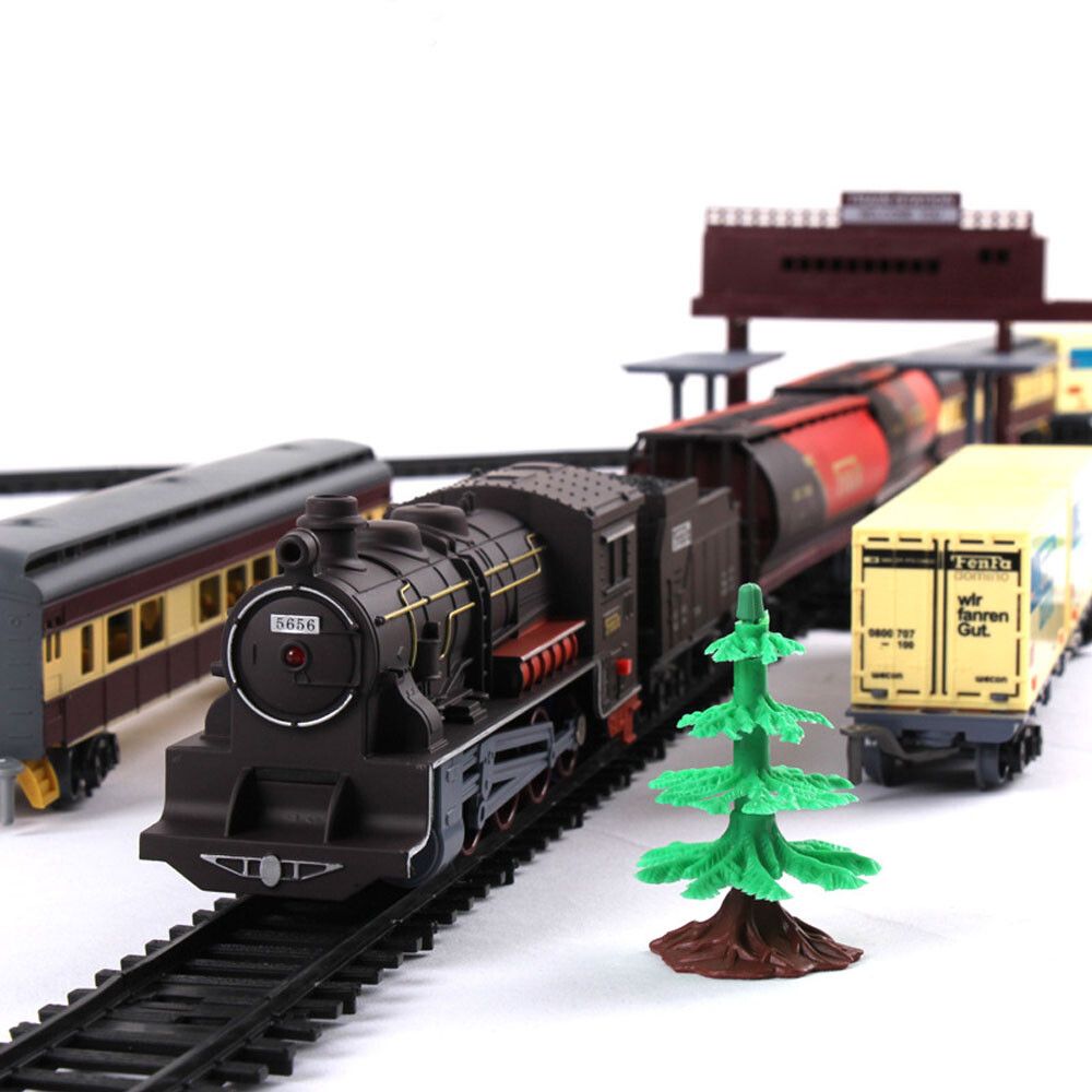 Electric Large Classic Train Set Rail Track Carriages Kids Vehicle Toy Gift