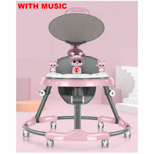 PINK Upgrade Adjustable Baby Walker Stroller Play Activity Music Kids Ride On Toy Car