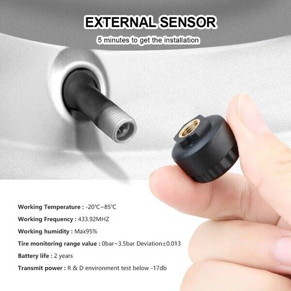 Car TPMS Wireless Car Tire Tyre Pressure Monitor System LCD Tester + 4 Sensors