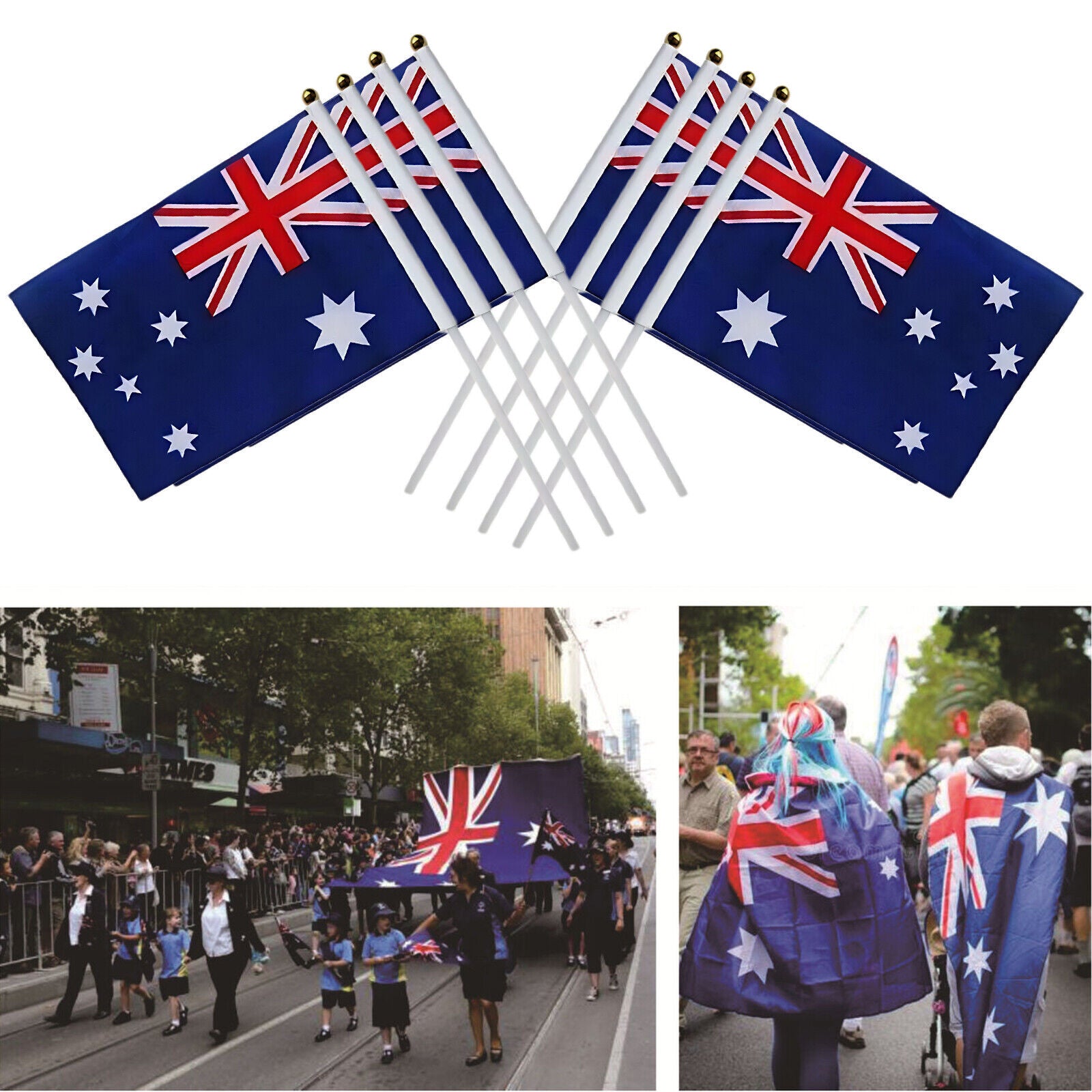 Small Waver Hand Held Aussie Flags Party Supplies Banner AU 8pcs Australia Flag