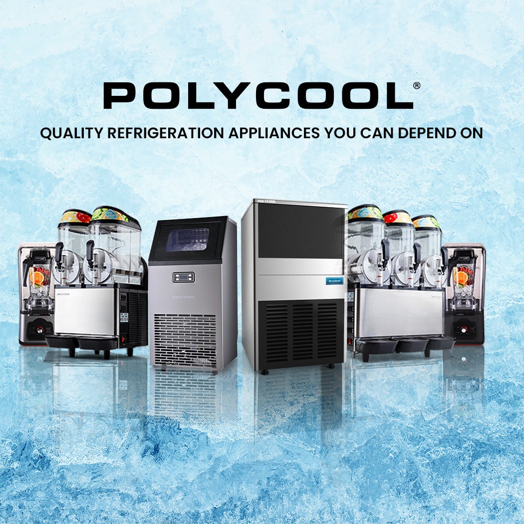 POLYCOOL Commercial Ice Maker Machine, up to 60kg/24hr, Timer & Self Cleaning Programs