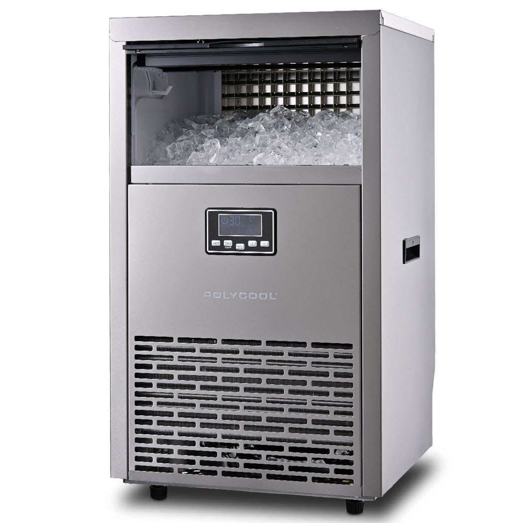 POLYCOOL Commercial Ice Maker Machine, up to 75kg/24hr, Timer & Self Cleaning Programs