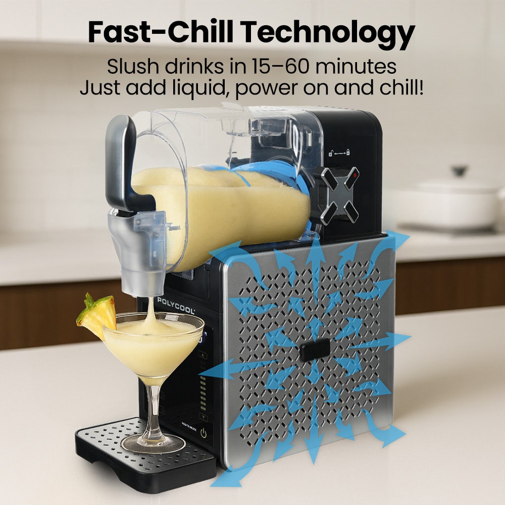 POLYCOOL 3L Slushie Frozen Drink Maker, Home Slush Machine, Fast Chilling, Easy Digital Controls