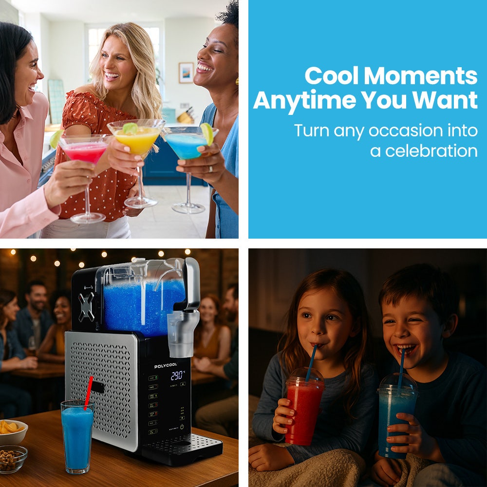 POLYCOOL 3L Slushie Frozen Drink Maker, Home Slush Machine, Fast Chilling, Easy Digital Controls