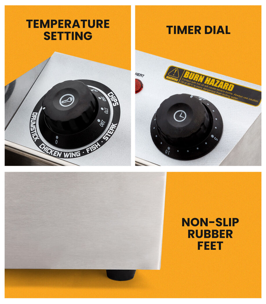 EuroChef Commercial Electric Deep Fryer Twin Frying Basket Chip Cooker Fry