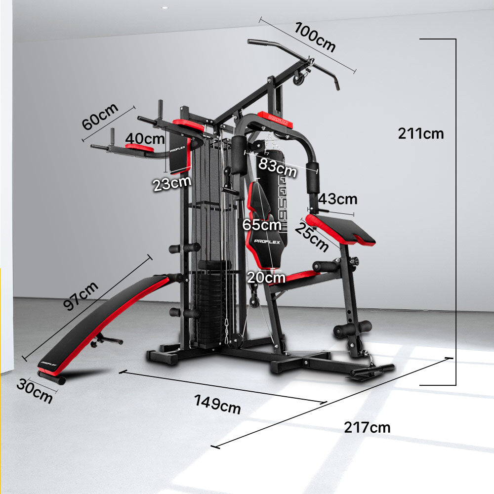 PROFLEX Home Gym Exercise Machine Fitness Equipment Weight Bench Press Set 148lbs