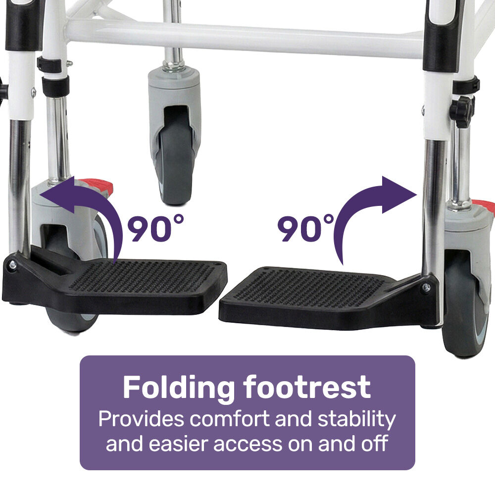 Equipmed Commode Shower Chair, Over Toilet or Bedside 136kg Capacity Aluminium frame with Wheels, Black