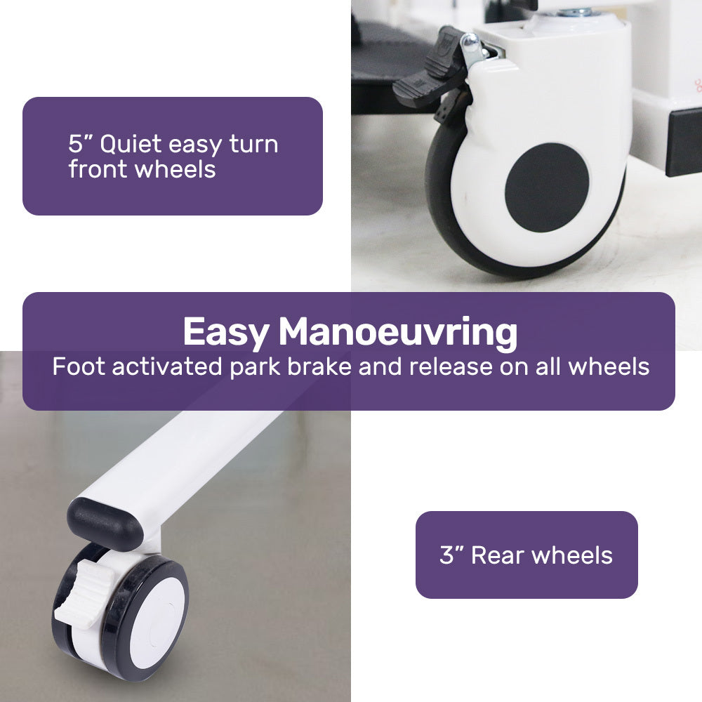 EQUIPMED 4in1 Patient Lift Transfer Chair, Manual Height Adjustment, Shower Compatible, Over Toilet, Removable Commode, for Seniors Elderly Disabled