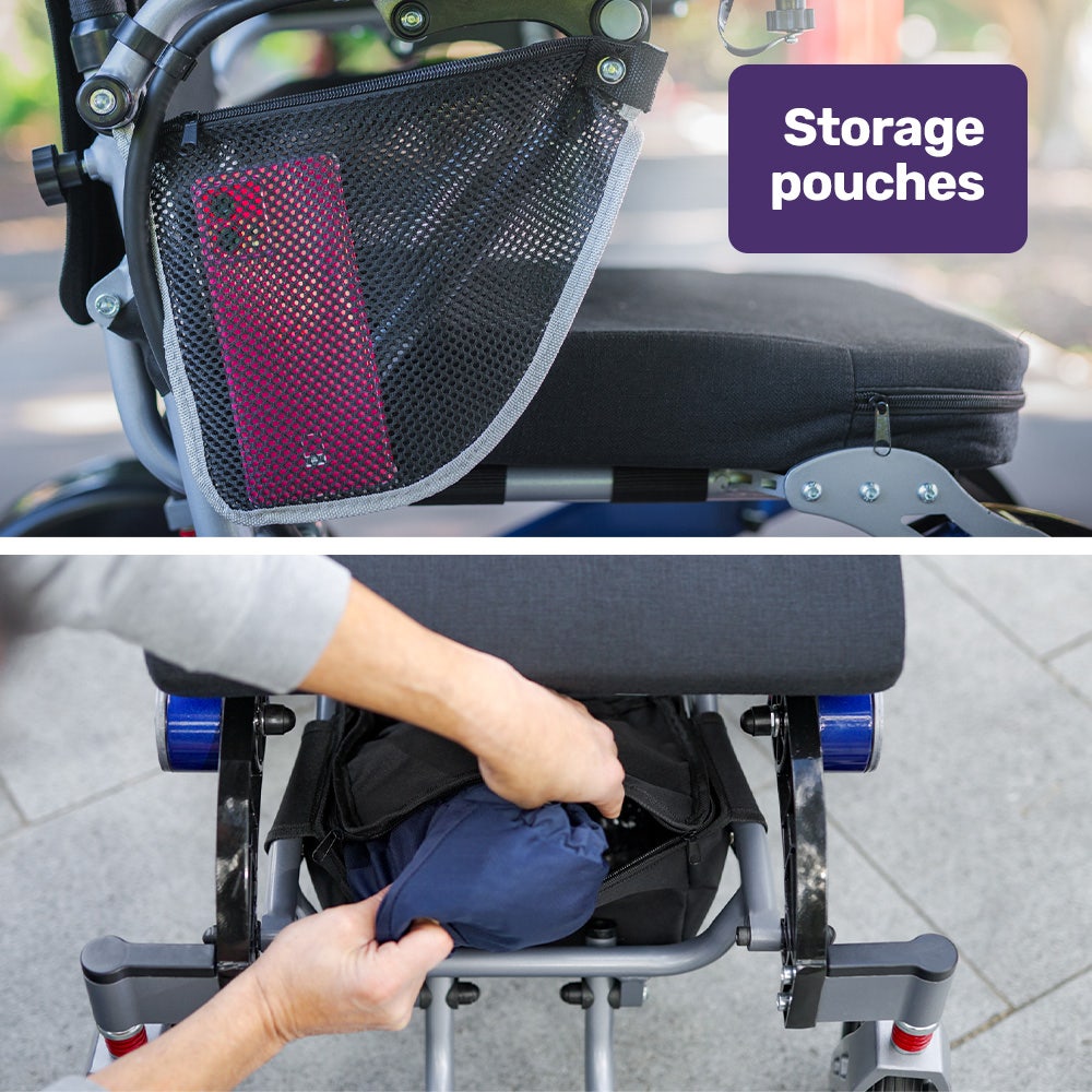 EQUIPMED Electric Folding Wheelchair Power, Long Range, Folding, Aluminium Frame, Lithium Battery, Blue