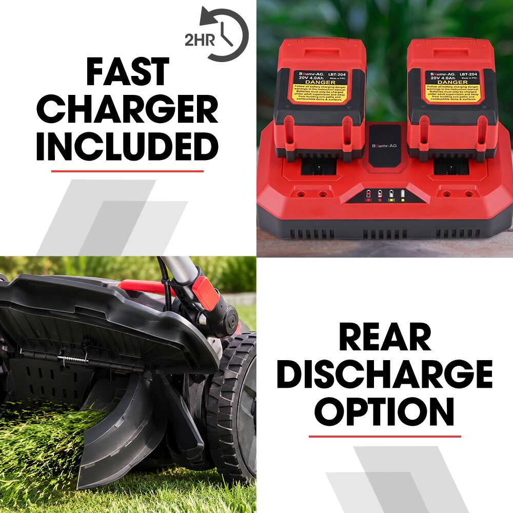 BAUMR-AG 620CXS 40V SYNC 21" Self-Propelled Cordless Lawn Mower Kit, VertiStore, Fast Charger, 2 x 4Ah Batteries, 8 Heights, Brushless, 510mm Cut Width