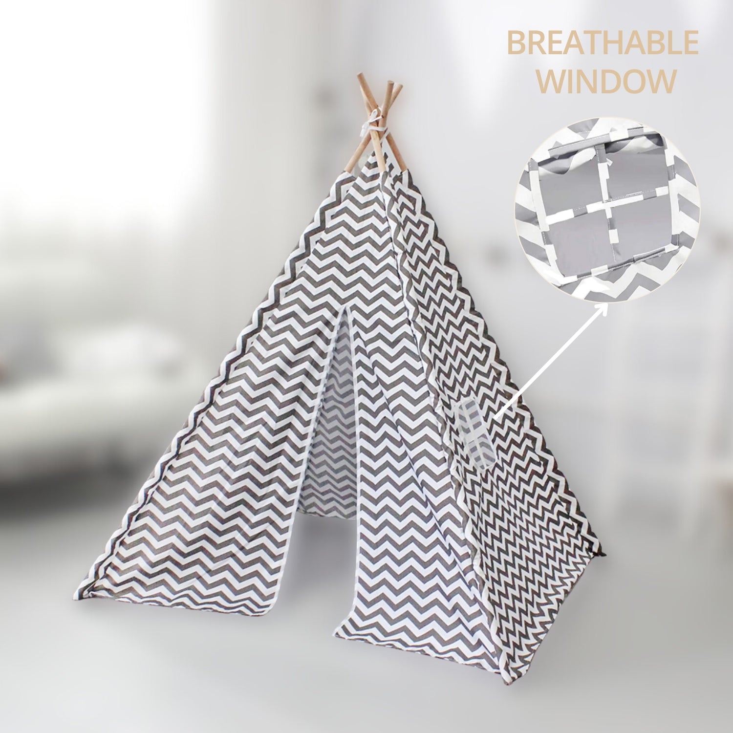 GOMINIMO Kids Teepee Tent with Side Window and Carry Case (Wave Stripe)