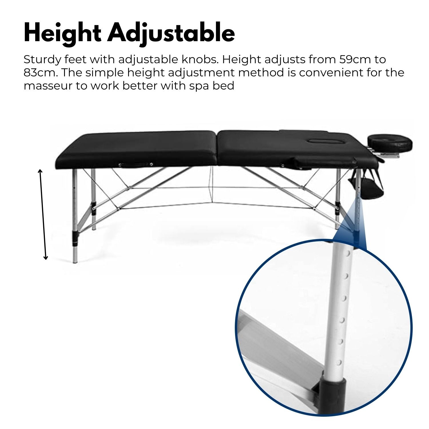 ONIREST 2 Fold Adjustable Portable Massage Bed (Black)OR-MTP-101-NS