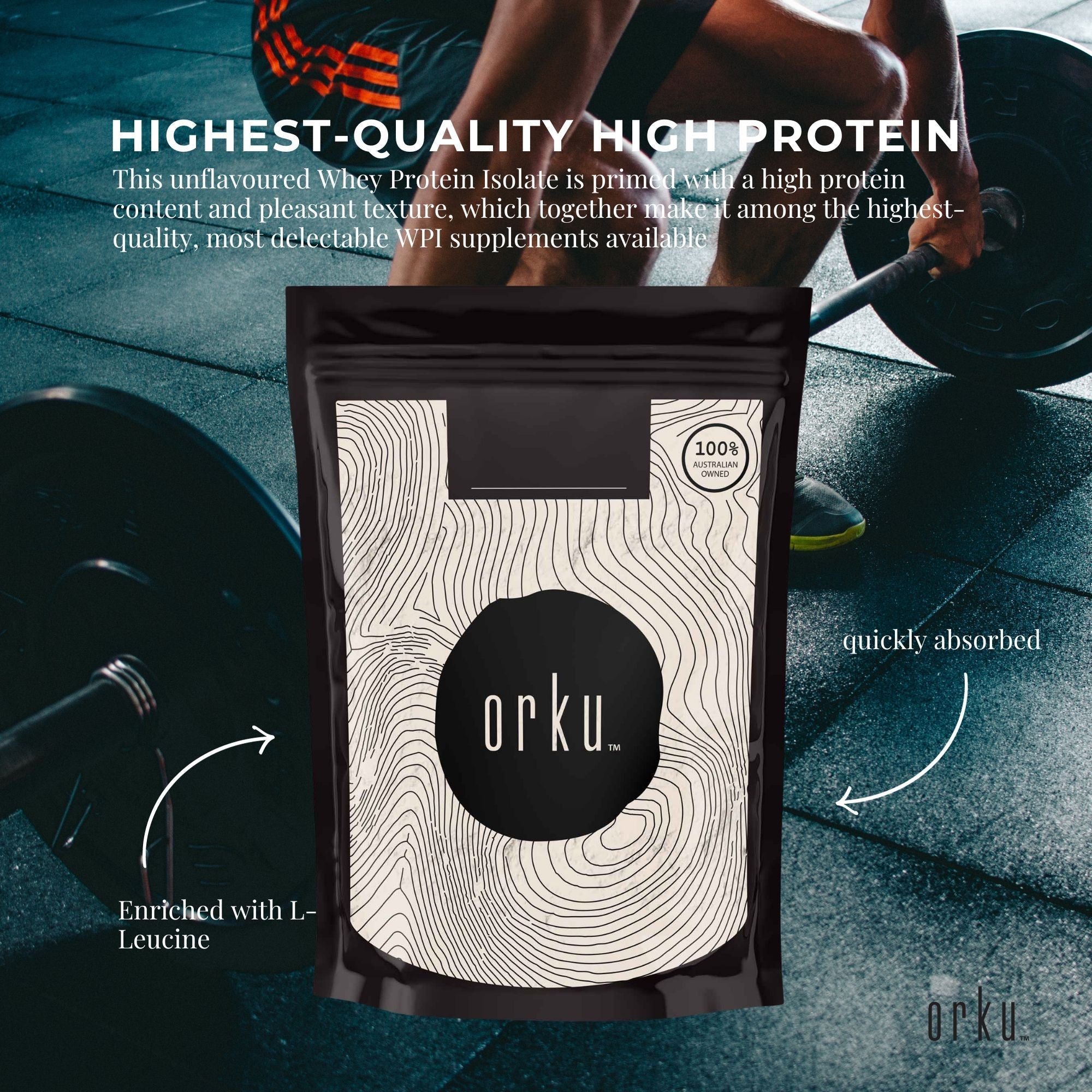 Orku 400g Native Unflavoured Whey Protein Isolate Powder - Shake WPI Supplement
