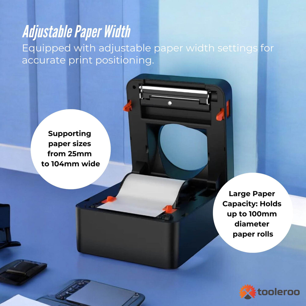 Tooleroo Bluetooth Thermal Label Printer - USB POS Receipt Shipping Printing