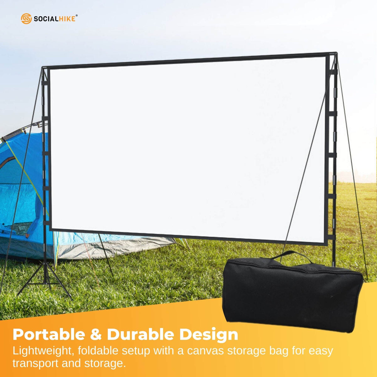 120” Portable Movie Projector Screen - Outdoor Indoor 16:9 4K Tripod Stand Case
