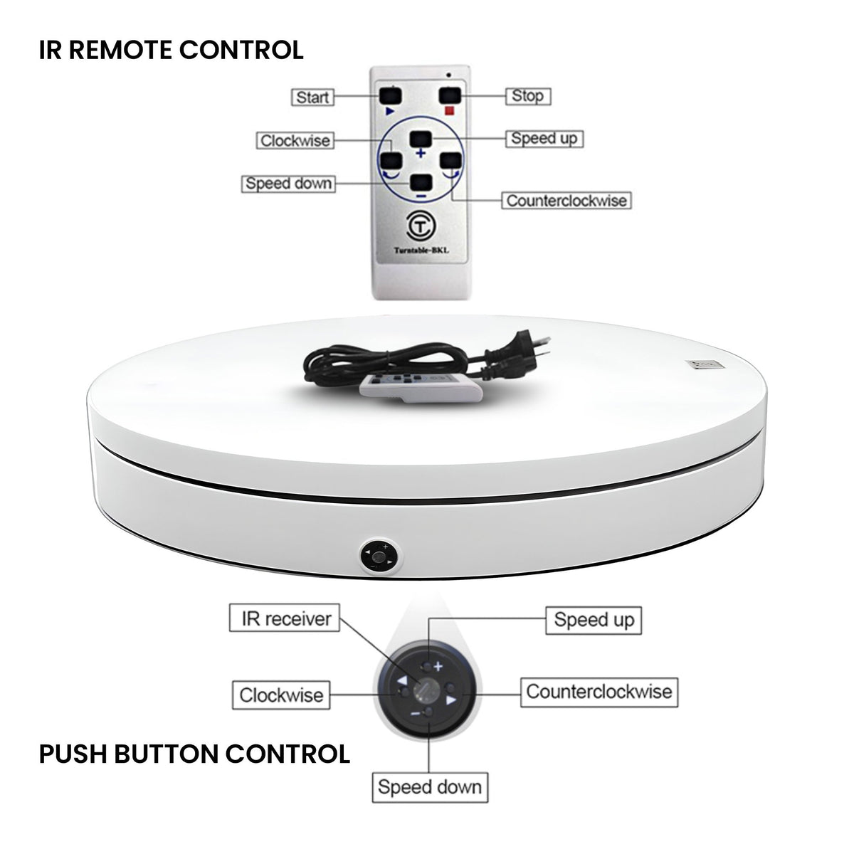 Christabelle 80cm 200kg Commercial Electric Display Turntable Motorised White