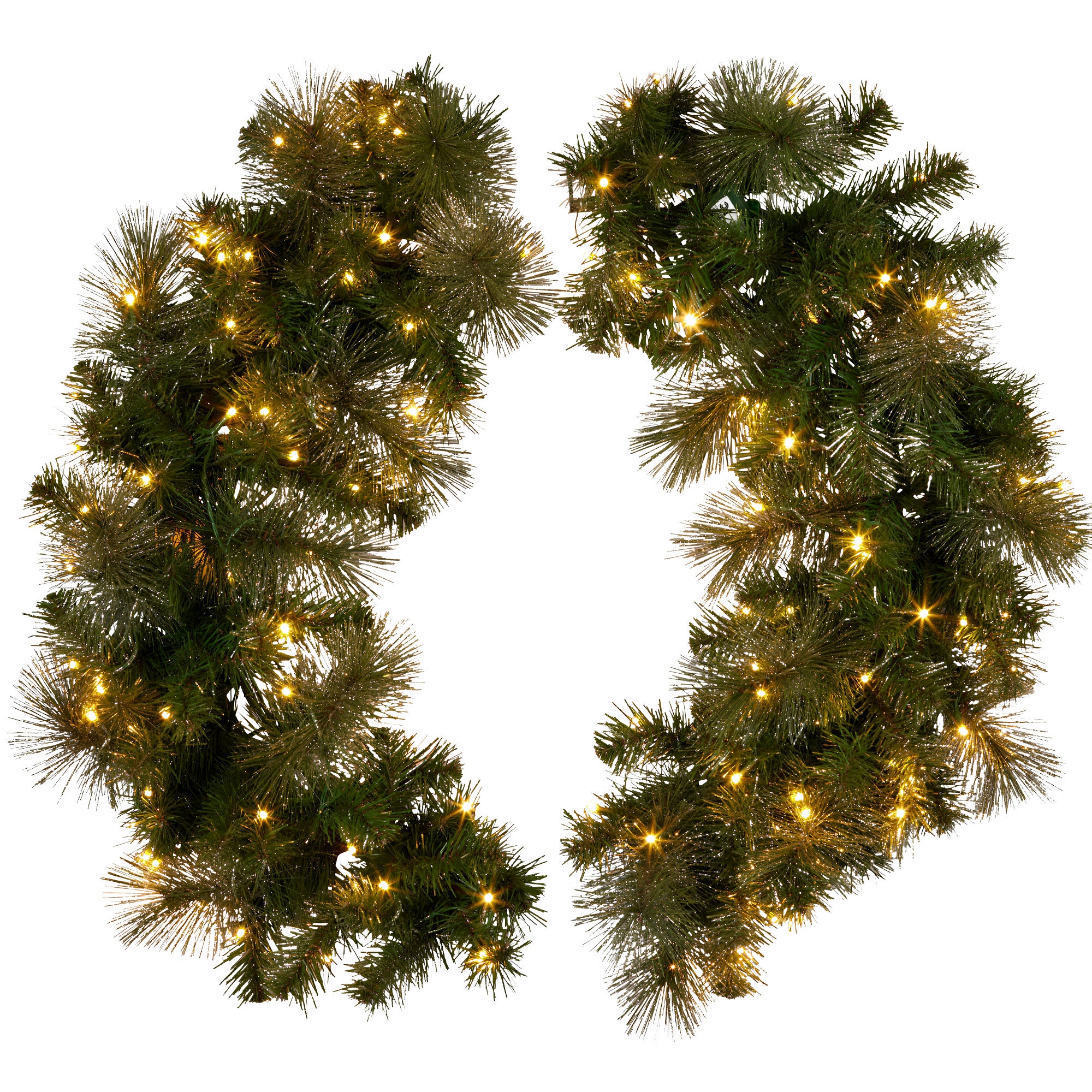 Christabelle 76cm Battery-operated Split Christmas Wreath Glittery Gold Pine