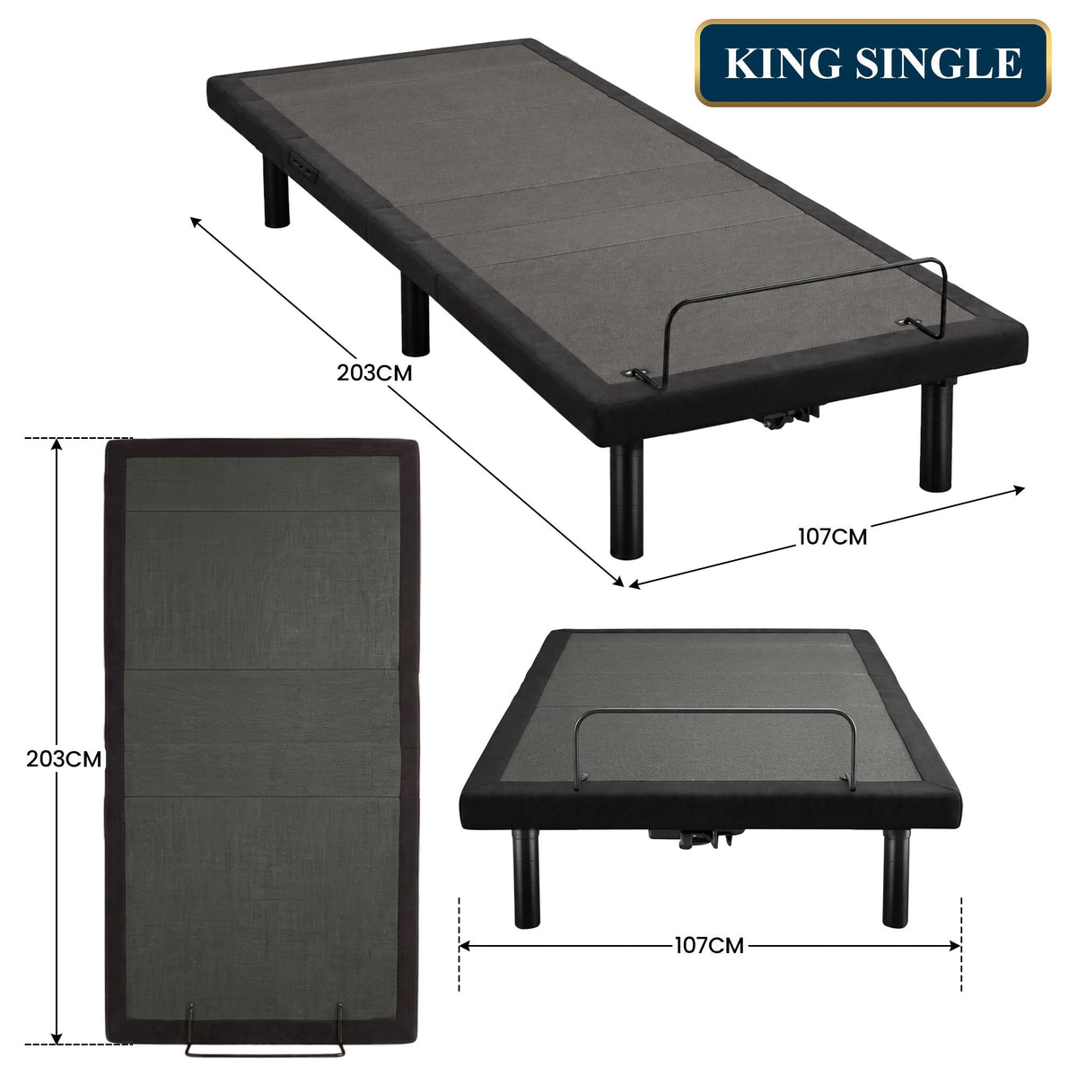 Therapedic Advance King Single Adjustable Bed Frame Base with Head Tilt, Massage, USB & Wireless Remote
