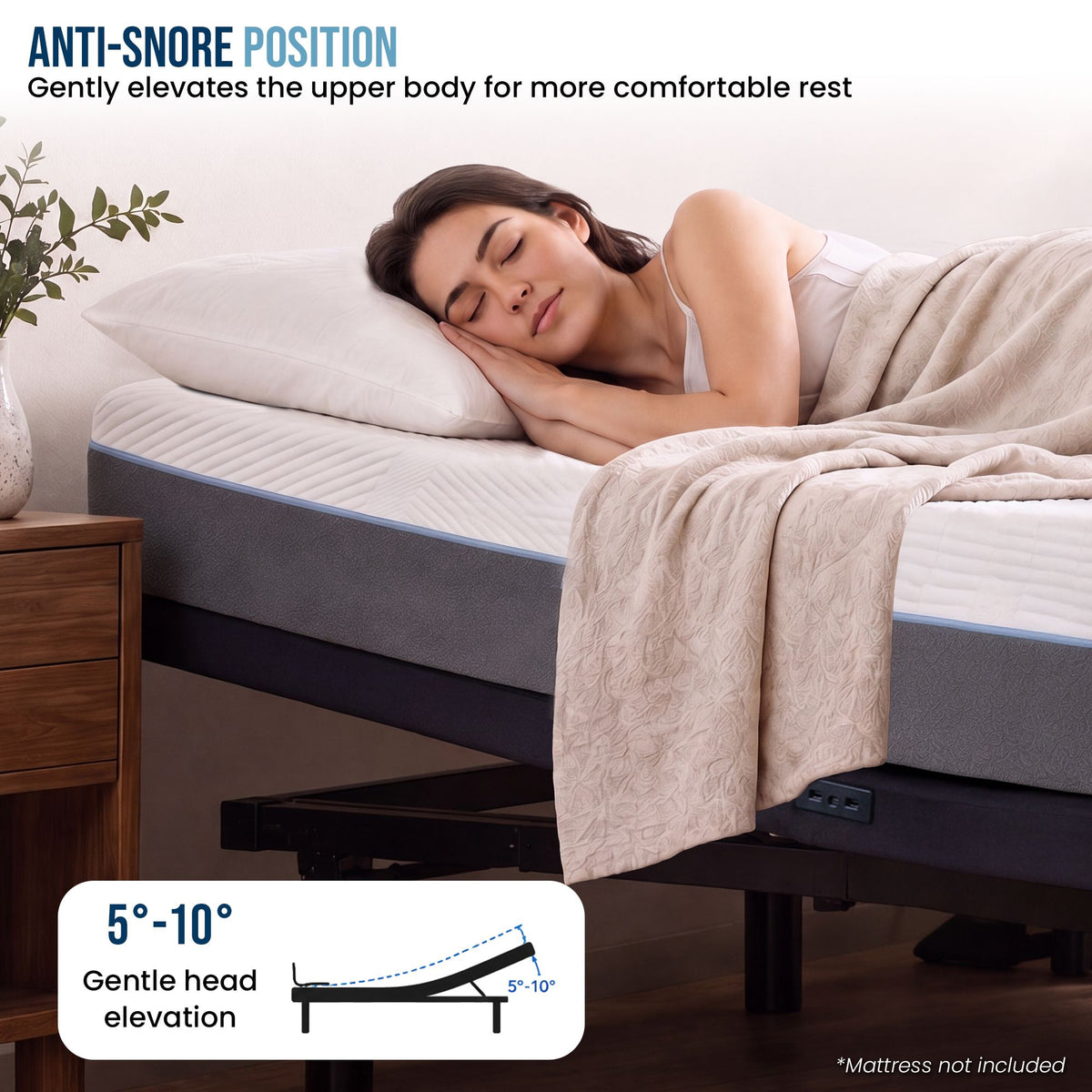 Therapedic Advance King Single Adjustable Bed Frame Base with Head Tilt, Massage, USB & Wireless Remote