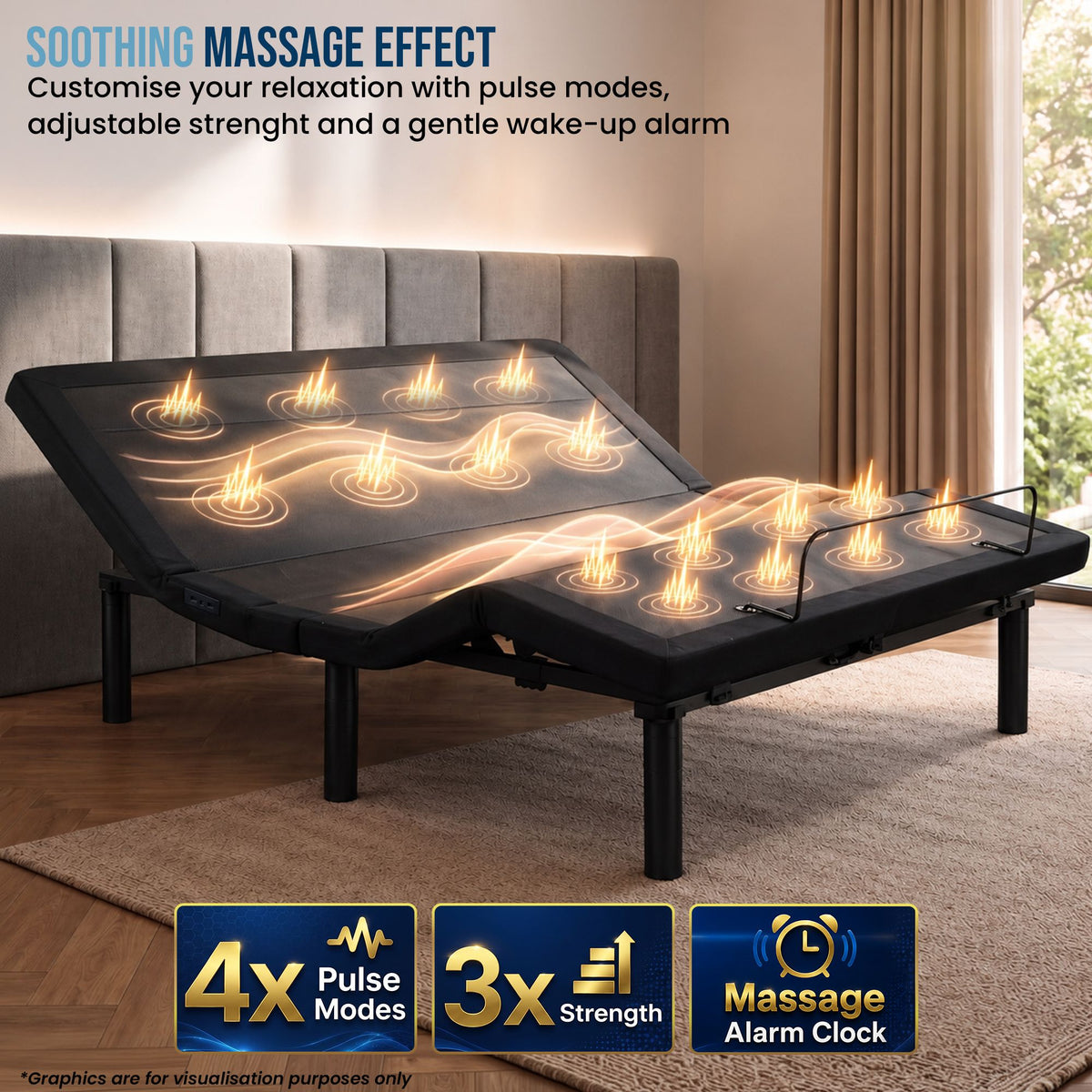 Therapedic Advance King Single Adjustable Bed Frame Base with Head Tilt, Massage, USB & Wireless Remote