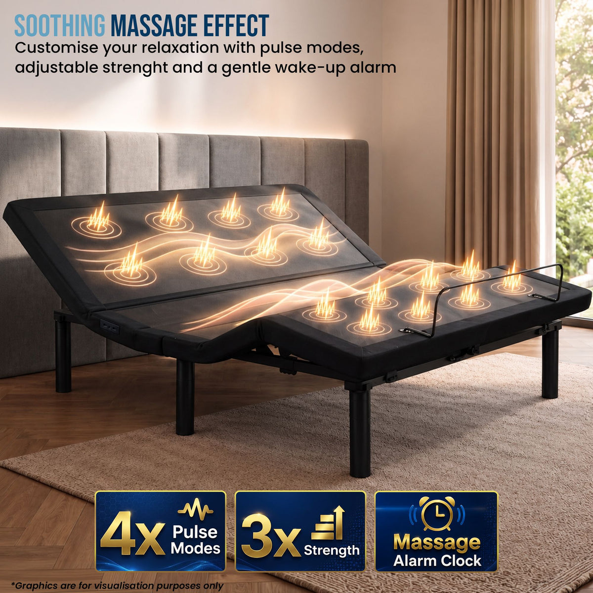 Therapedic Versa Electric King Single Adjustable Bed Base Frame with Massage Dual Motor Zero Gravity & Wireless Remote