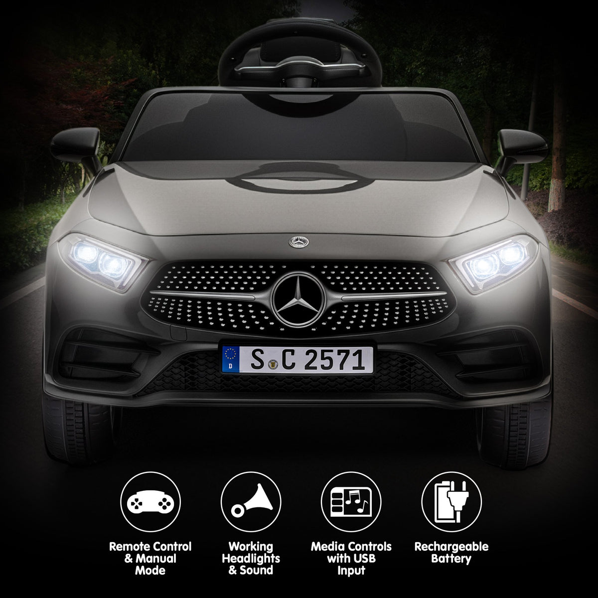 Kahuna Mercedes Benz CLS 350 Kids Electric Ride On Car with Remote Control - Black