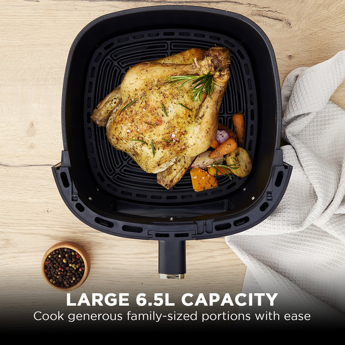 Morphy Richards 6.5L Digital Air Fryer MRAF72BK LED Touch Panel 8 Preset Cooking Programs Non Stick Drawer - Black