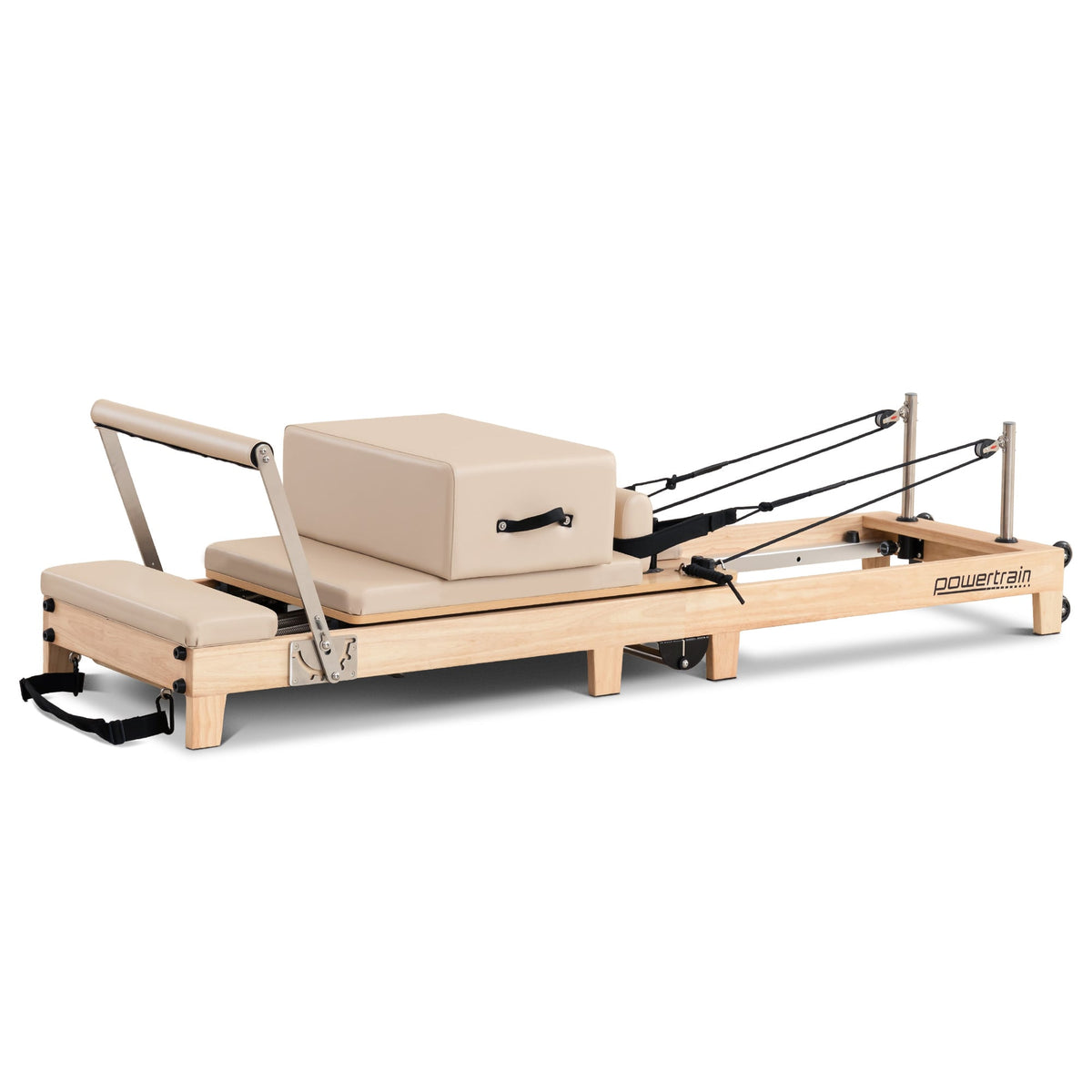 Powertrain Selina Foldable Oak Wood Pilates Reformer Machine with 5 Springs for Home Gym Workout Fitness Equipment