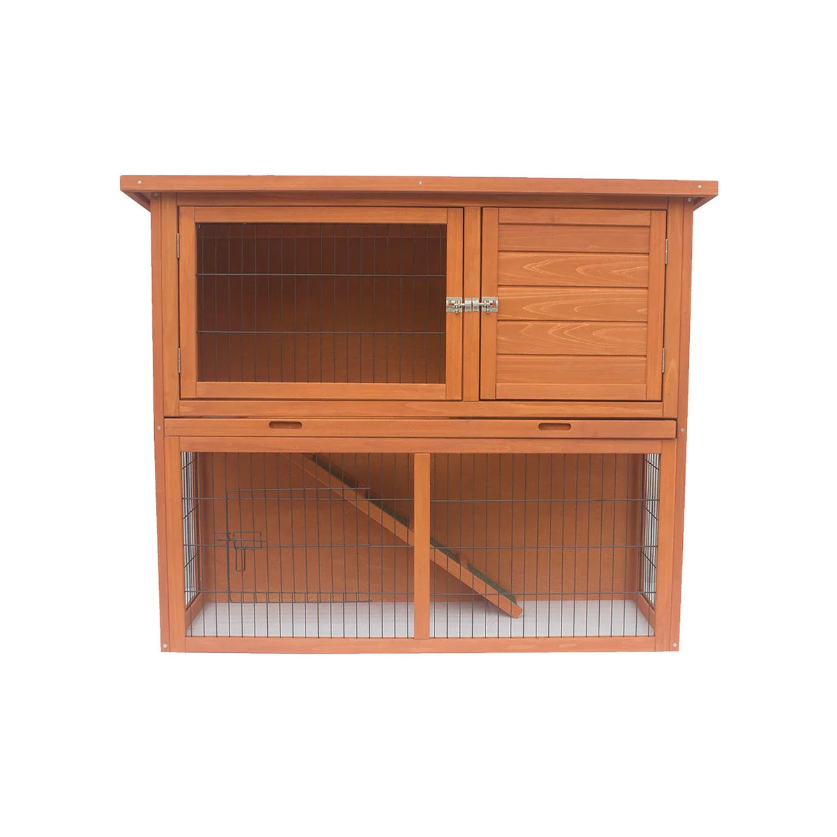 Little Buddies 2-Storey Wooden Rabbit Hutch & Outdoor Run Enclosure for Guinea Pigs Ferrets with Pull-Out Tray