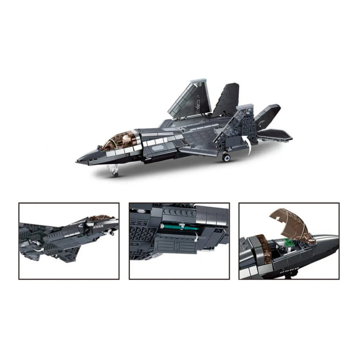 Sluban B1186 Model Kit 1:44 J35 Carrier Fighter Chinese Stealth Jet Plane PLAAF Building Blocks DIY Set Toy