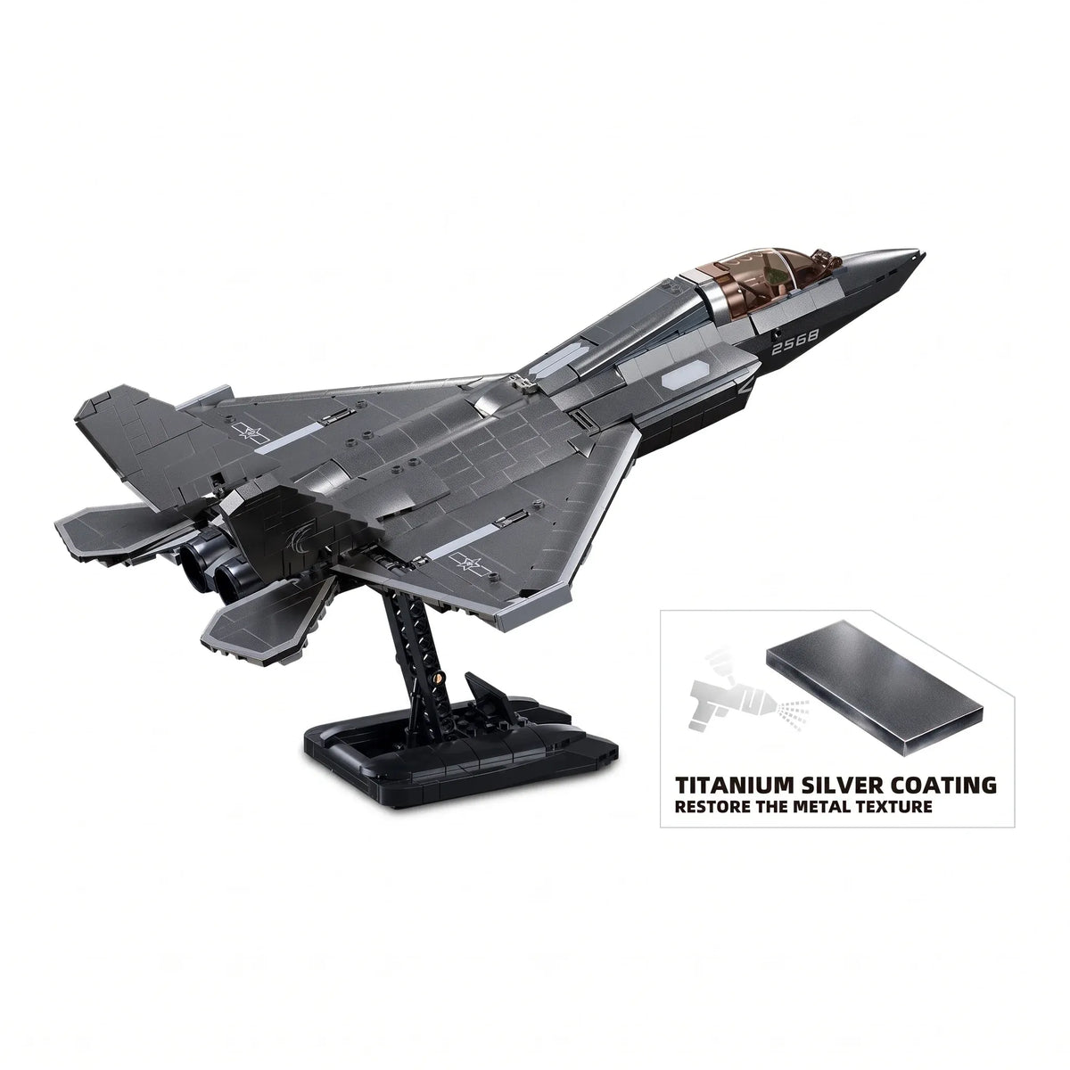 Sluban B1186 Model Kit 1:44 J35 Carrier Fighter Chinese Stealth Jet Plane PLAAF Building Blocks DIY Set Toy