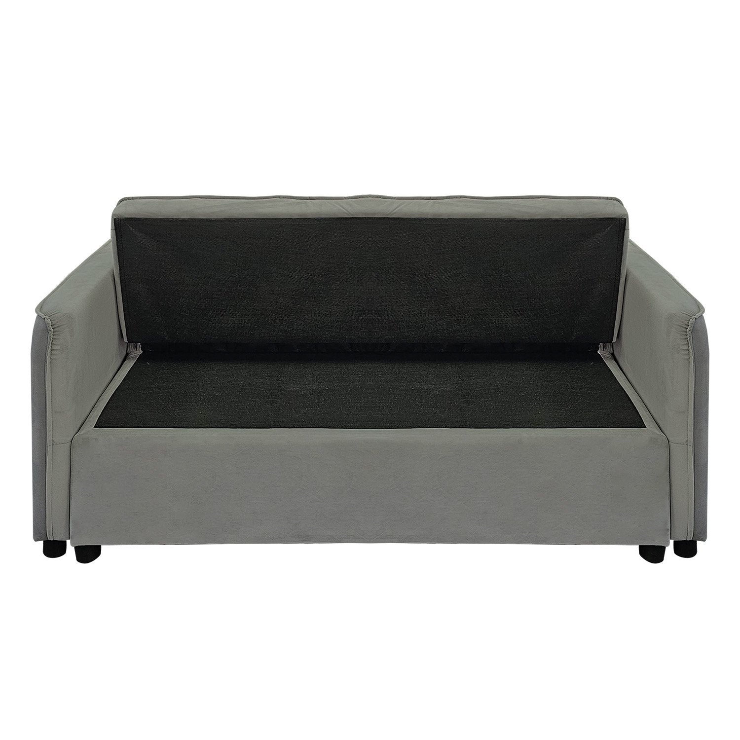 Sarantino Quincy 2-Seater Velvet Sofa Bed in Dark Grey with Wooden Frame and Tufted Design