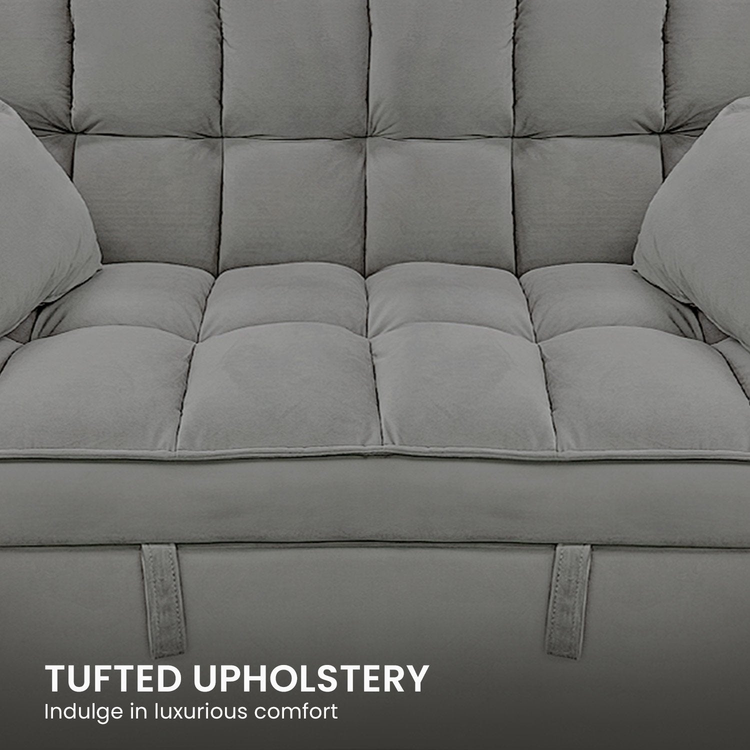 Sarantino Quincy 2-Seater Velvet Sofa Bed in Dark Grey with Wooden Frame and Tufted Design