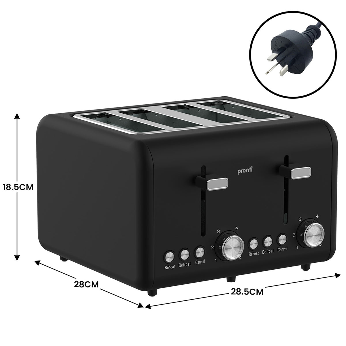 Pronti Breakfast Set with 1.6L Coffee Machine, Silver Noir Toaster & Kettle