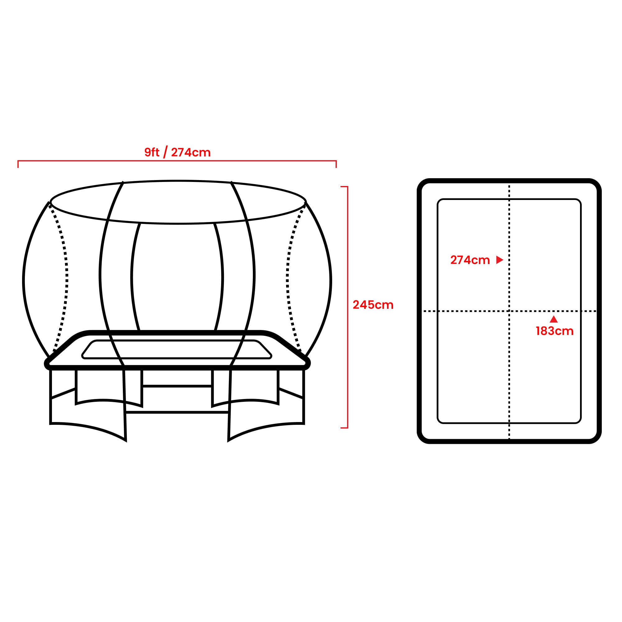 Kahuna 6 ft x 9 ft Rectangular Outdoor Trampoline with Basketball Set Rainbow