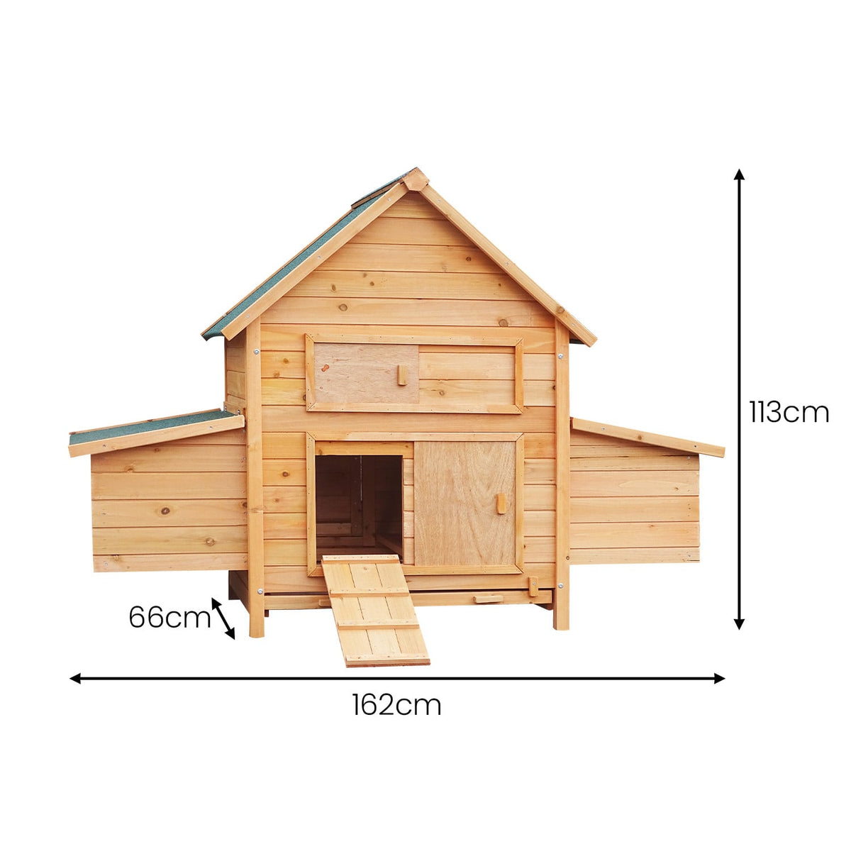 Furtastic Wooden Chicken Coop & Rabbit Hutch Weatherproof Outdoor Pet House 2 Nesting Boxes Ramp Pull Out Tray