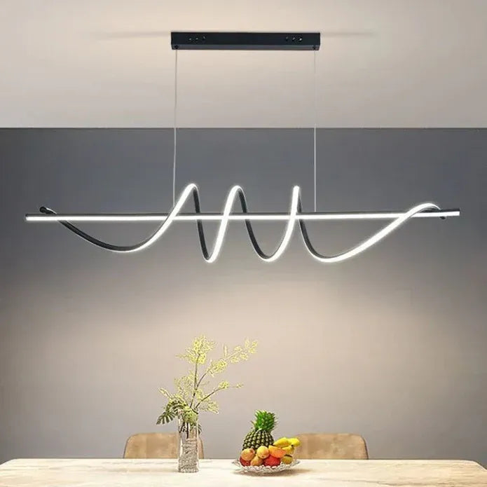 BAMDECOR A202 Modern LED Linear Pendant Lights with Dimmable LED  (160cm/180cm-Black) 1.5 Meters