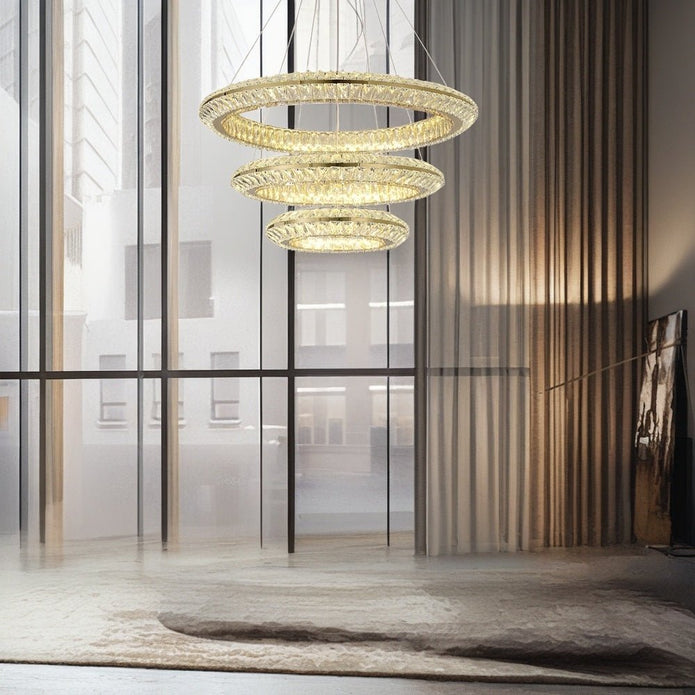 BAMDECOR C3312/3 Crystal Chandelier Living Room Chandelier Crystal Chandelier Room Dining Room lamp New Bedroom Lamps Lighting Villa Light Luxury Post (Size:80+60+40cm)