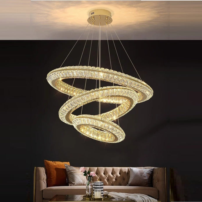 BAMDECOR C3312/3 Crystal Chandelier Living Room Chandelier Crystal Chandelier Room Dining Room lamp New Bedroom Lamps Lighting Villa Light Luxury Post (Size:100+80+60cm)
