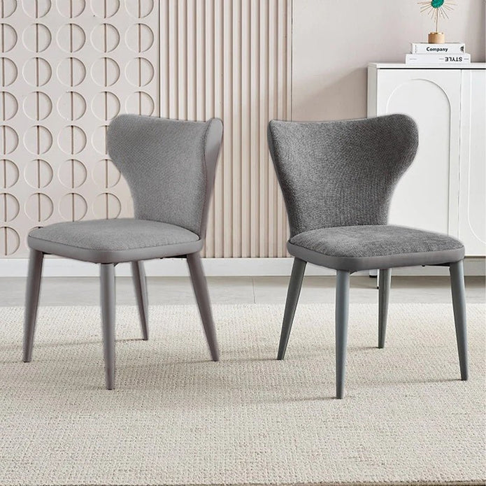 VELLUTO Modern Kitchen Dining Room Chairs Faux Leather Flannel Accent Chairs Metal Vanity Lounge Chair with Back for Living Room Set of 2