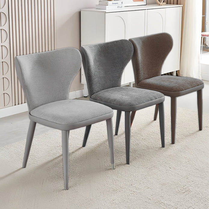 VELLUTO Modern Kitchen Dining Room Chairs Faux Leather Flannel Accent Chairs Metal Vanity Lounge Chair with Back for Living Room Set of 2