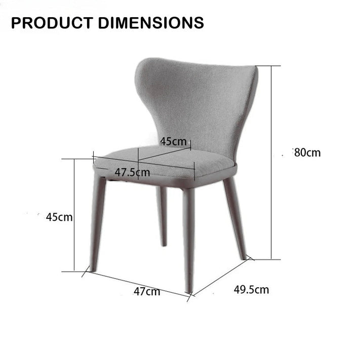 VELLUTO Modern Kitchen Dining Room Chairs Faux Leather Flannel Accent Chairs Metal Vanity Lounge Chair with Back for Living Room Set of 2