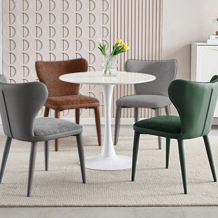 VELLUTO Modern Kitchen Dining Room Chairs Faux Leather Flannel Accent Chairs Metal Vanity Lounge Chair with Back for Living Room Set of 2