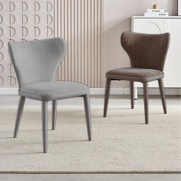 VELLUTO Modern Kitchen Dining Room Chairs Faux Leather Flannel Accent Chairs Metal Vanity Lounge Chair with Back for Living Room Set of 2