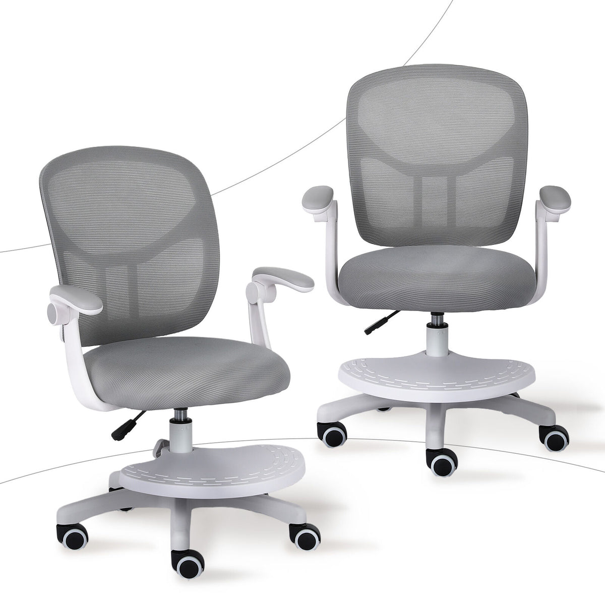 Kids Desk Chair - Children Office Study Seat with Footrest NOVA - Grey