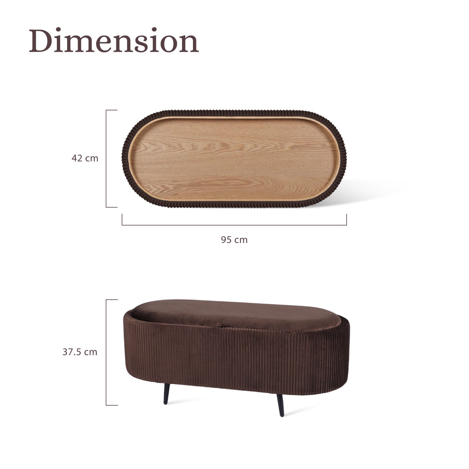 Coffee Table Storage Ottoman - Velvet Padded Blanket Box Bench IRENE BROWN