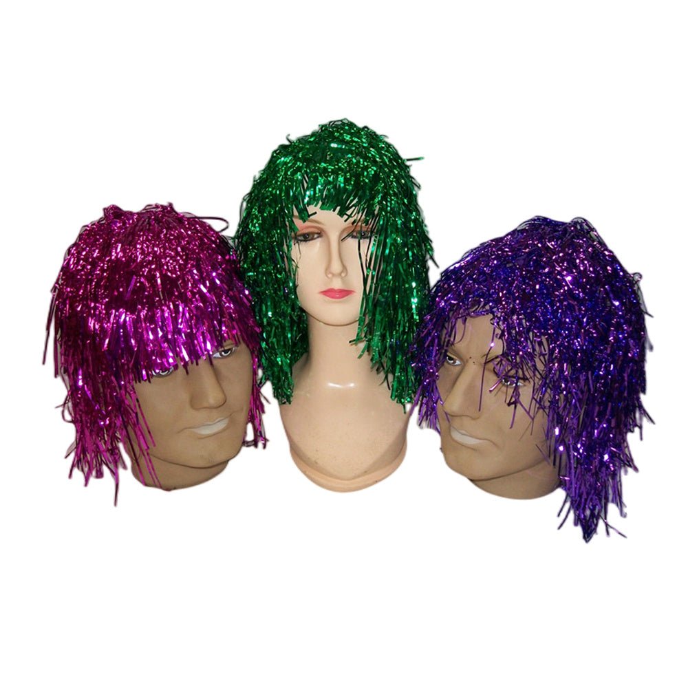 Party tinsel wig-assorted colour - Red